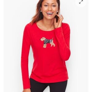 Talbots Red Top with Terrier pup. Sold out at Talbots